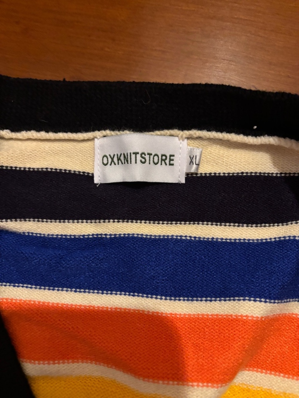 OXKNITSTORE Men's Striped Cardigan in Black, Cream, Navy, Blue, Orange, Yellow